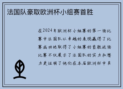 法国队豪取欧洲杯小组赛首胜
