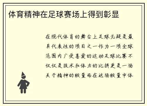 体育精神在足球赛场上得到彰显